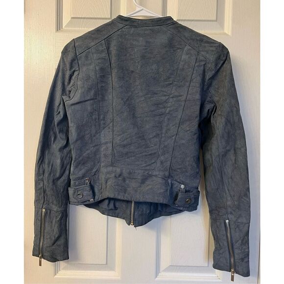 NWOT VILA Danish Designer Women's Vimiss Blue Suede Moto Jacket Size Small - Picture 5 of 12